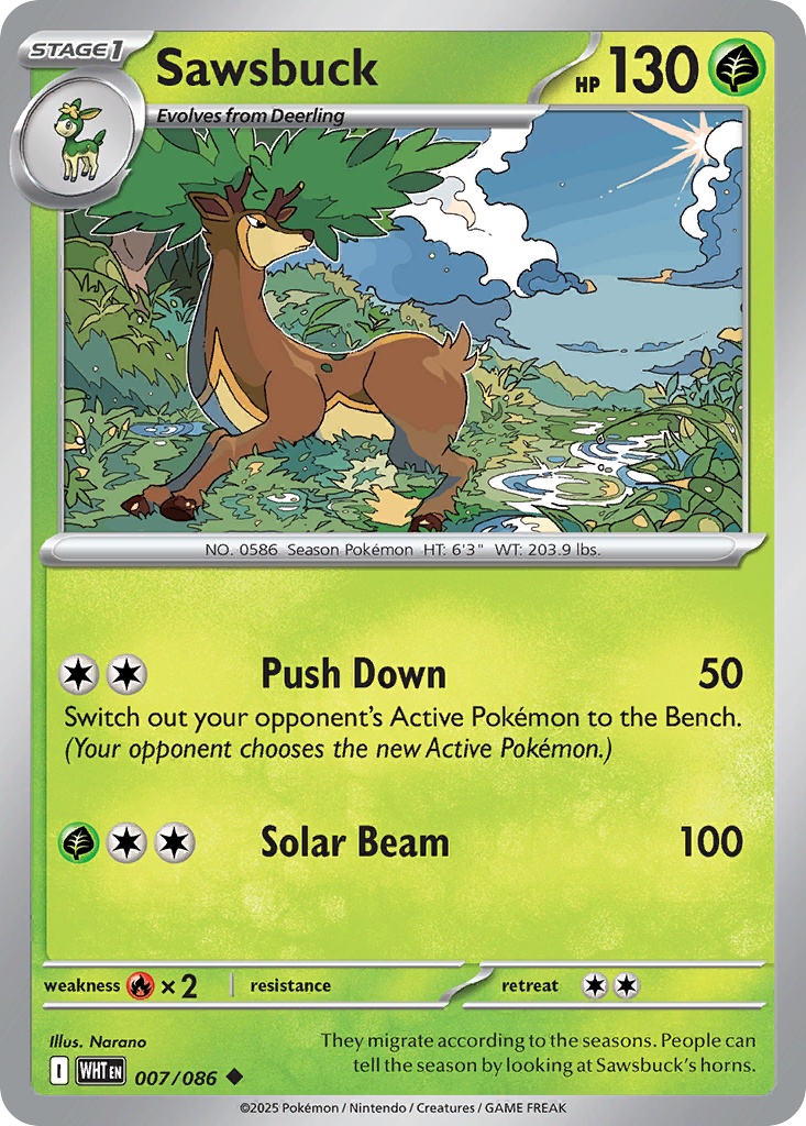 Sawsbuck 7 White Flare Pokémon card