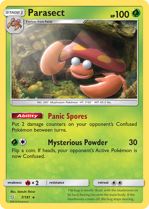 Parasect 7 Team Up Pokémon card