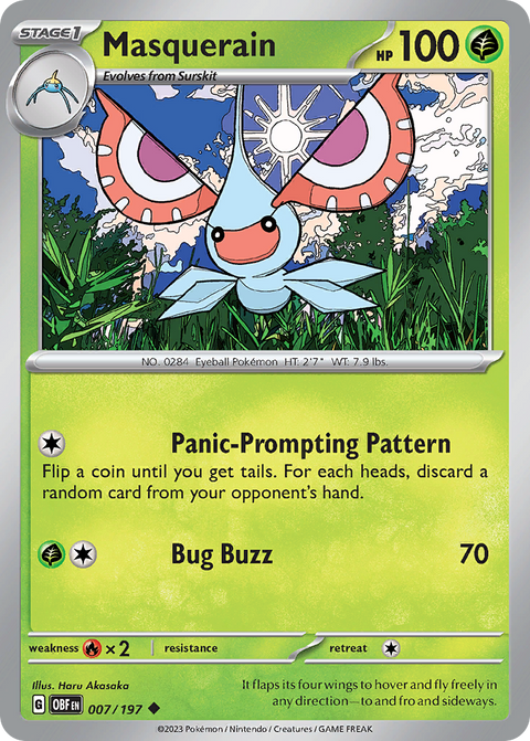 Masquerain 7 Obsidian Flames Pokémon card