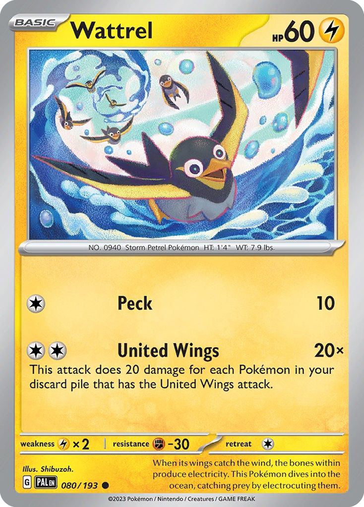 Wattrel 80 Paldea Evolved Pokémon card