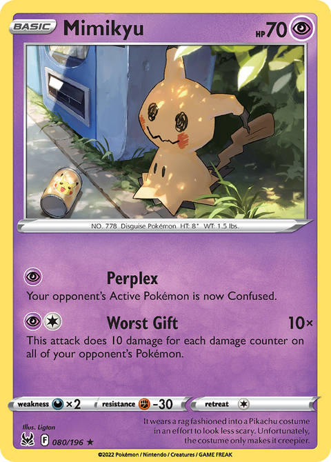 Mimikyu 80 Lost Origin Pokémon card