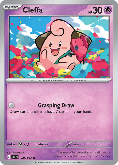 Cleffa 80 Obsidian Flames Pokémon card