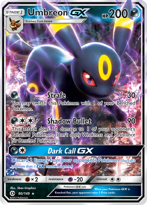 Umbreon-GX 80 Sun & Moon Pokémon card
