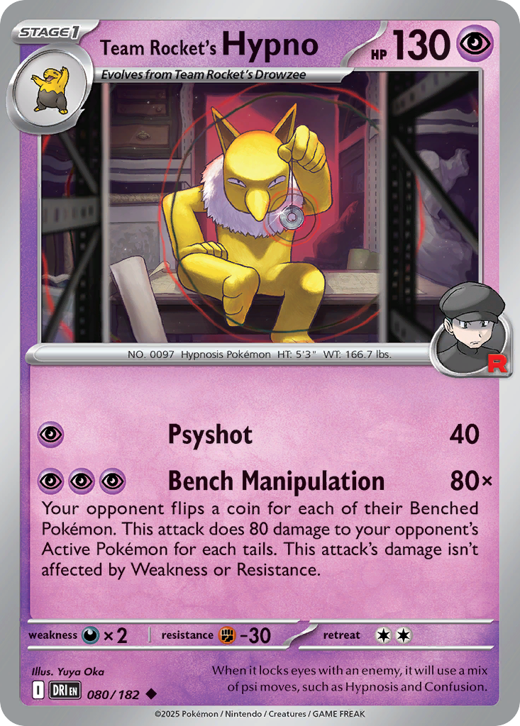 Team Rocket's Hypno 80 Destined Rivals Pokémon card