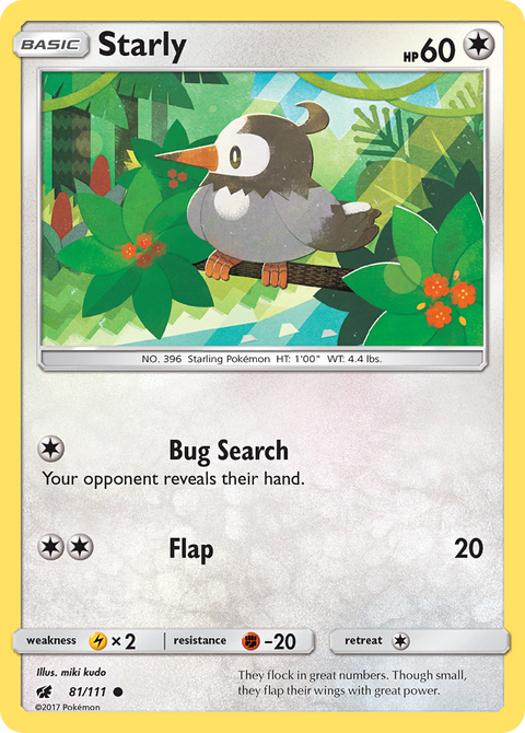 Starly 81 Crimson Invasion Pokémon card