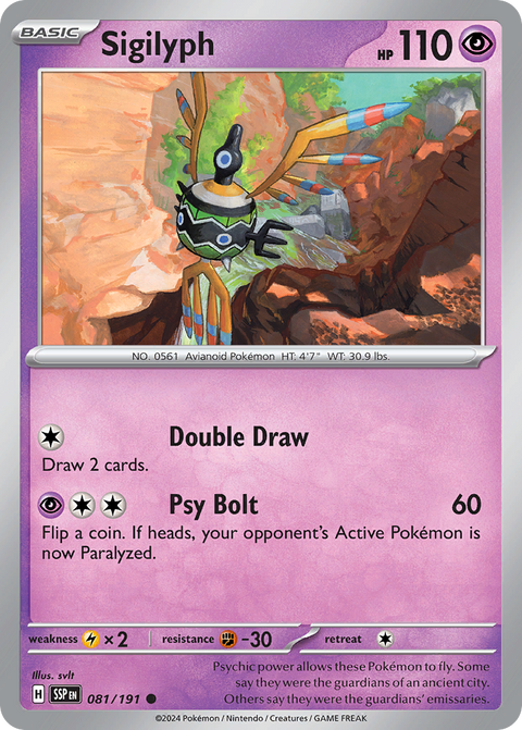 Sigilyph 81 Surging Sparks Pokémon card