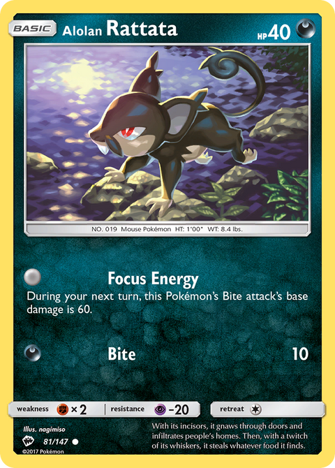 Alolan Rattata 81 Burning Shadows Pokémon card