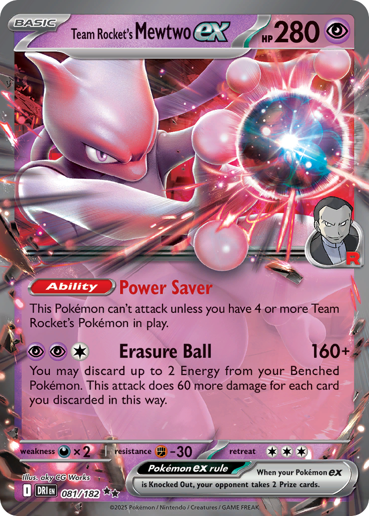 Team Rocket's Mewtwo ex 81 Destined Rivals Pokémon card