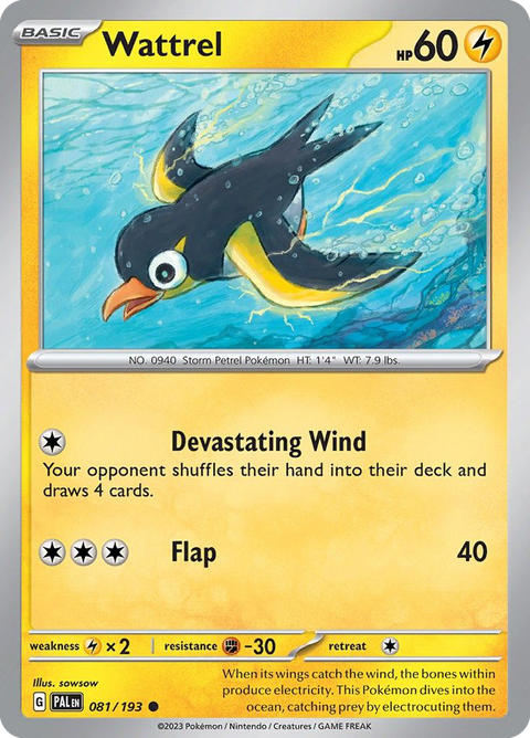 Wattrel 81 Paldea Evolved Pokémon card