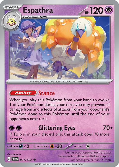 Espathra 81 Paradox Rift Pokémon card