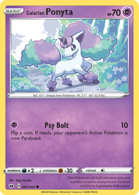 Galarian Ponyta 81 Sword & Shield Pokémon card