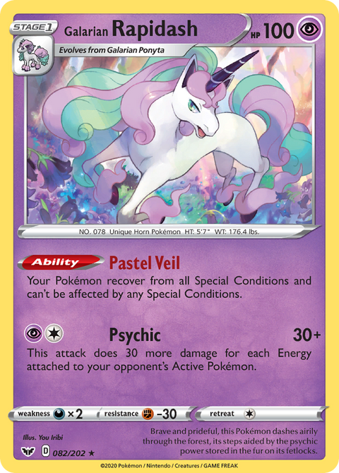 Galarian Rapidash 82 Sword & Shield Pokémon card
