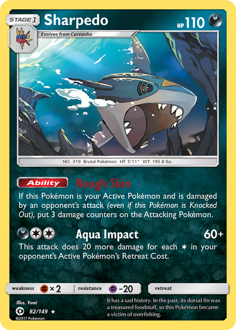 Sharpedo 82 Sun & Moon Pokémon card