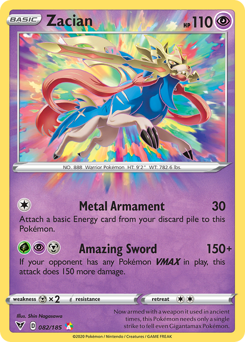 Zacian 82 Vivid Voltage Pokémon card
