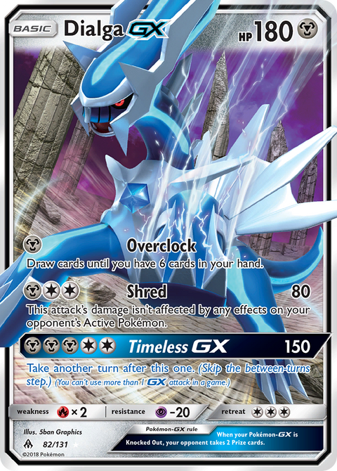Dialga-GX 82 Forbidden Light Pokémon card