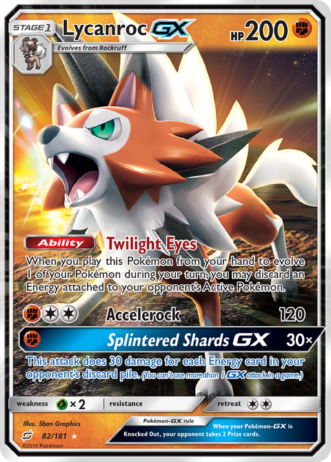 Lycanroc-GX 82 Team Up Pokémon card