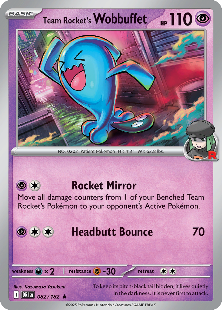 Team Rocket's Wobbuffet 82 Destined Rivals Pokémon card