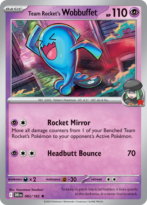 Team Rocket's Wobbuffet 82 Destined Rivals Pokémon card