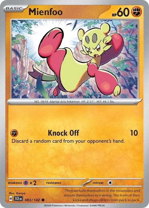 Mienfoo 83 Stellar Crown Pokémon card