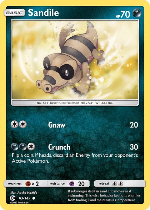 Sandile 83 Sun & Moon Pokémon card