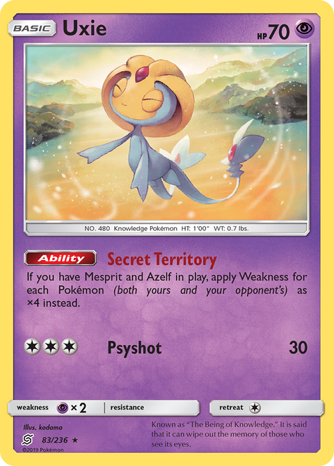 Uxie 83 Unified Minds Pokémon card