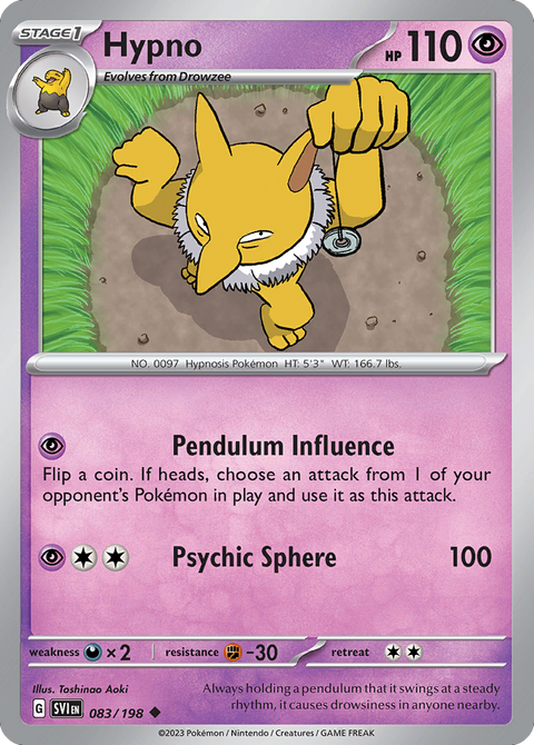 Hypno 83 Scarlet & Violet Pokémon card