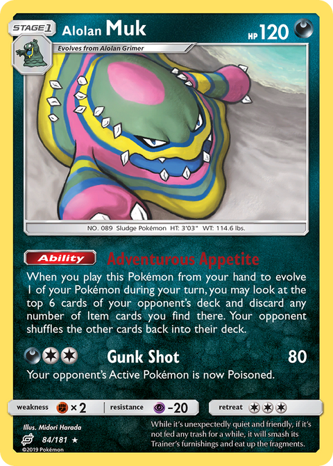 Alolan Muk 84 Team Up Pokémon card