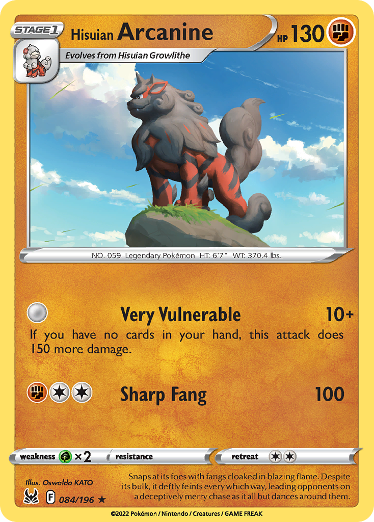 Hisuian Arcanine 84 Lost Origin Pokémon card