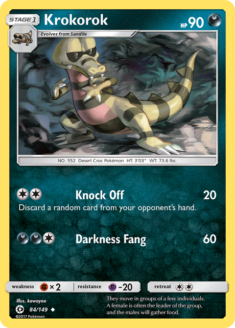Krokorok 84 Sun & Moon Pokémon card
