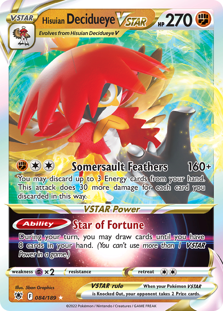Hisuian Decidueye VSTAR 84 Astral Radiance Pokémon card