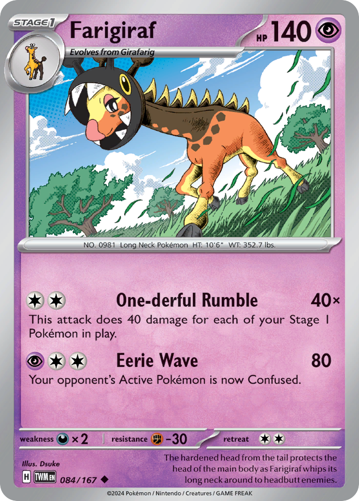 Farigiraf 84 Twilight Masquerade Pokémon card