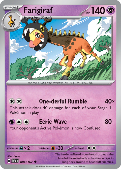 Farigiraf 84 Twilight Masquerade Pokémon card