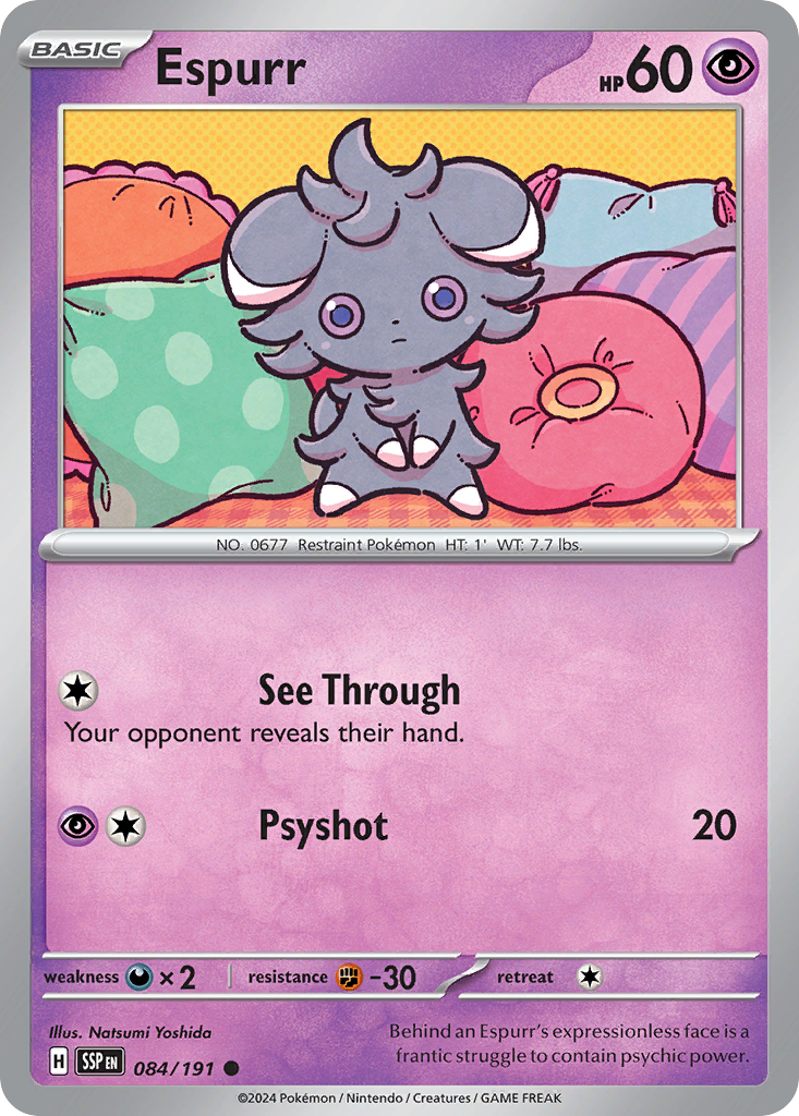 Espurr 84 Surging Sparks Pokémon card