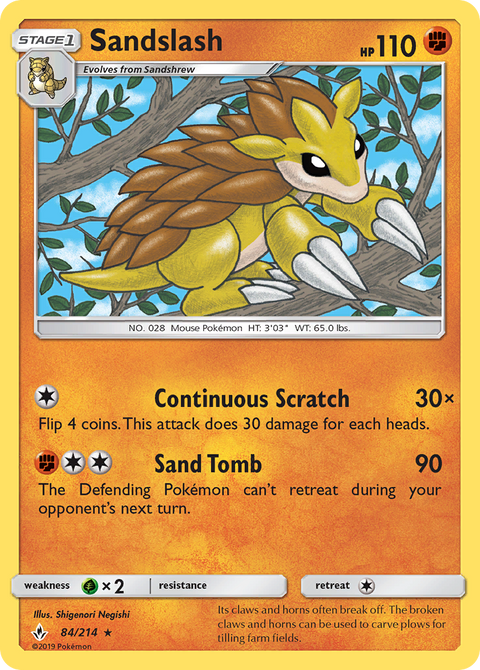 Sandslash 84 Unbroken Bonds Pokémon card