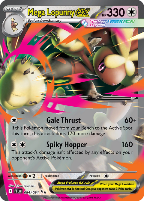 Mega Lopunny ex 84 Phantasmal Flames Pokémon card