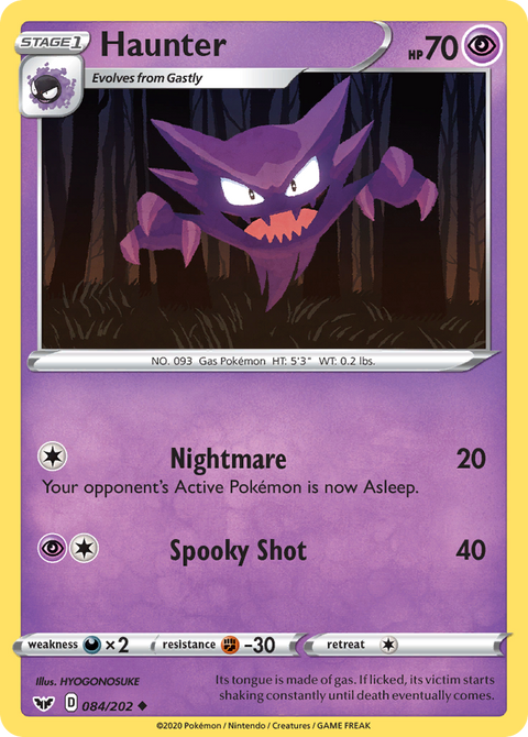 Haunter 84 Sword & Shield Pokémon card