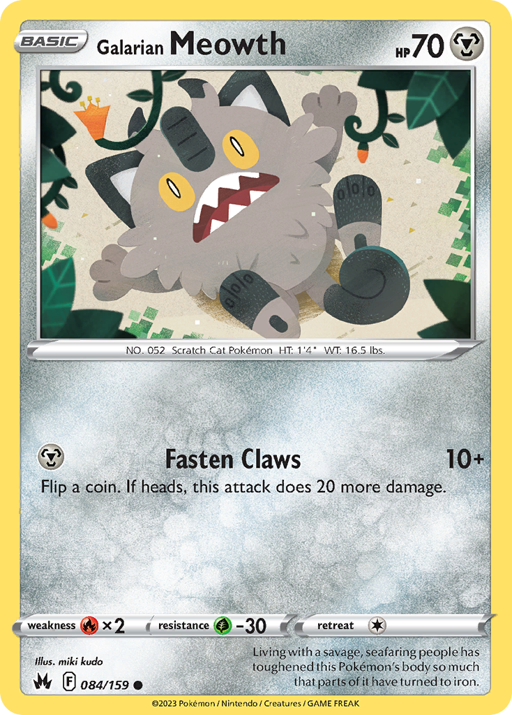 Galarian Meowth 84 Crown Zenith Pokémon card