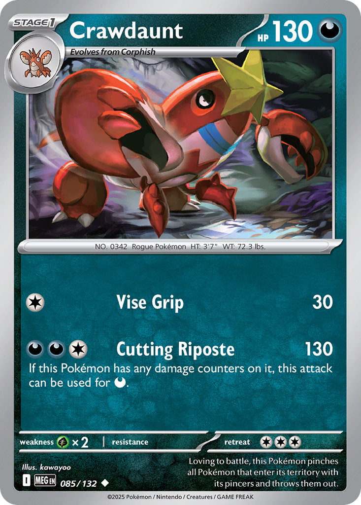 Crawdaunt 85 Mega Evolution Pokémon card