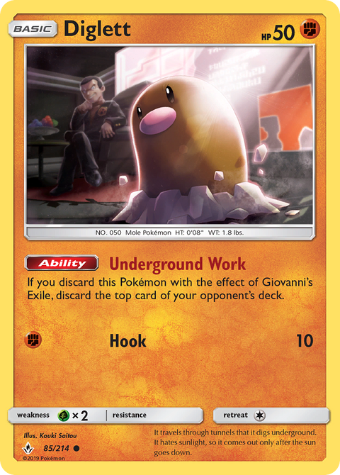 Diglett 85 Unbroken Bonds Pokémon card