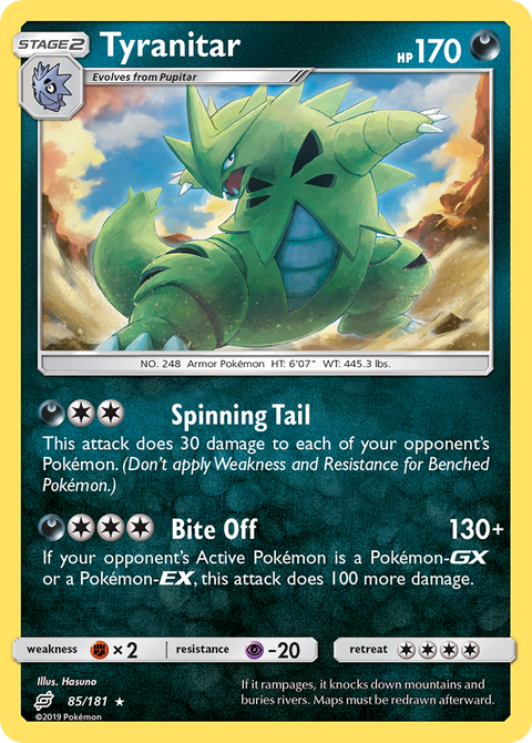 Tyranitar 85 Team Up Pokémon card