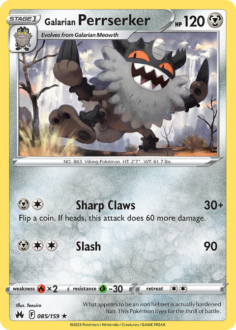 Galarian Perrserker 85 Crown Zenith Pokémon card