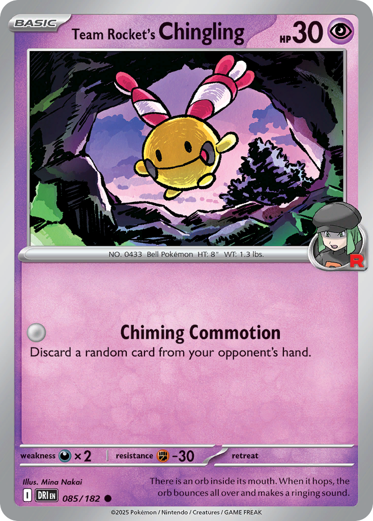 Team Rocket's Chingling 85 Destined Rivals Pokémon card