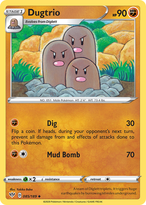Dugtrio 85 Darkness Ablaze Pokémon card