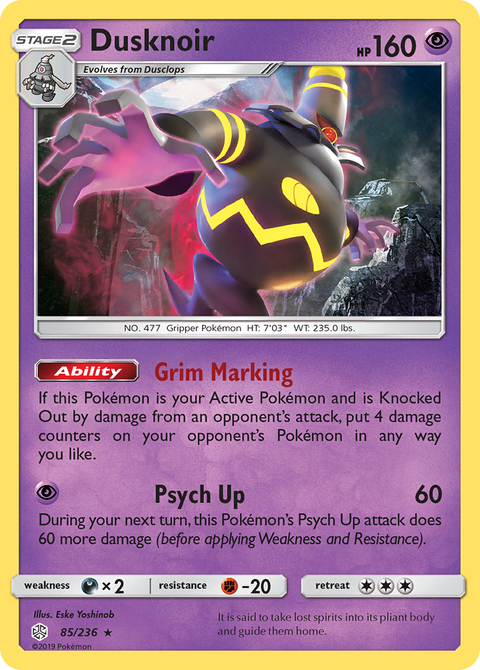Dusknoir 85 Cosmic Eclipse Pokémon card