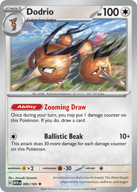 Dodrio 85 151 Pokémon card