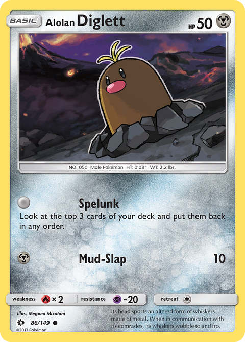 Alolan Diglett 86 Sun & Moon Pokémon card