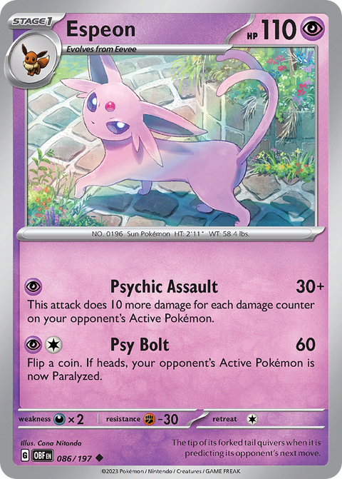 Espeon 86 Obsidian Flames Pokémon card