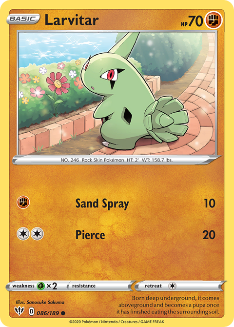 Larvitar 86 Darkness Ablaze Pokémon card