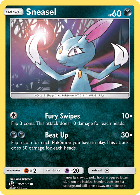 Sneasel 86 Celestial Storm Pokémon card