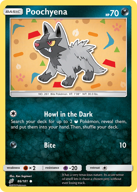 Poochyena 86 Team Up Pokémon card